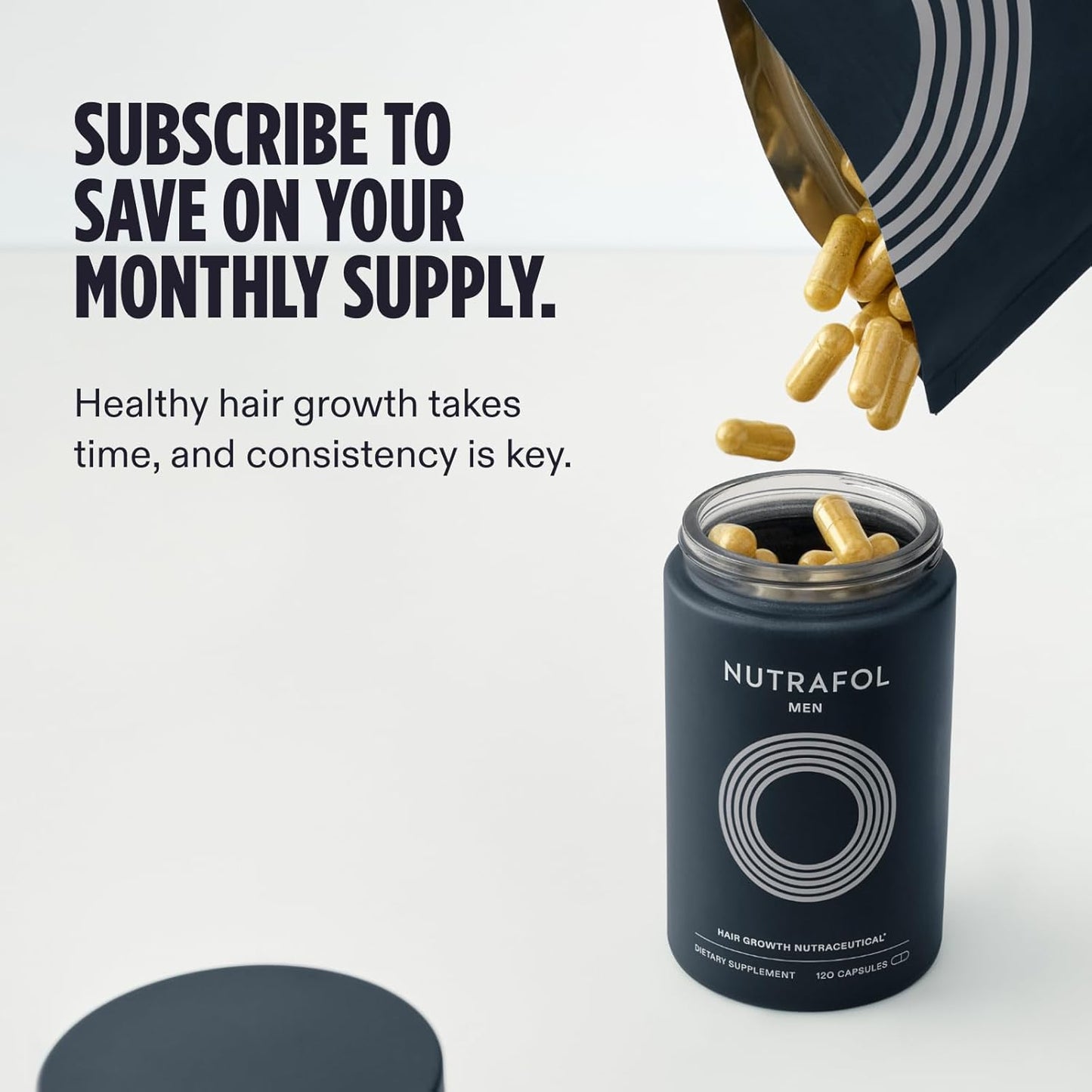 Nutrafol Men's Hair Growth Supplements, Clinically Tested for Visibly Thicker Hair and Scalp Coverage, Dermatologist Recommended - 3 Month Supply, Pack of 3