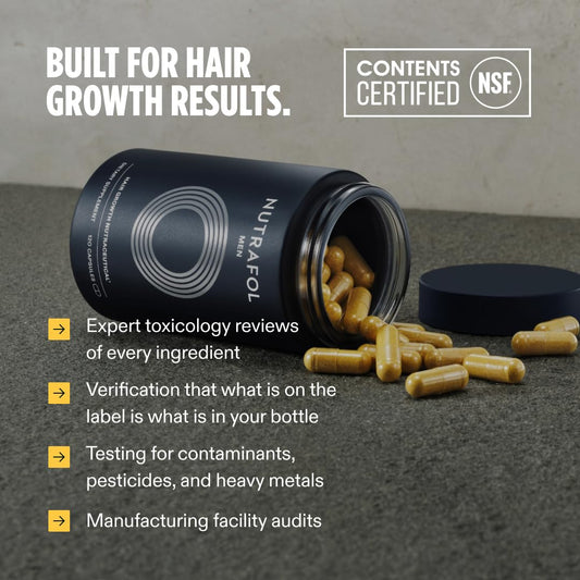 Nutrafol Men's Hair Growth Supplements, Clinically Tested for Visibly Thicker Hair and Scalp Coverage, Dermatologist Recommended - 3 Month Supply, Pack of 3