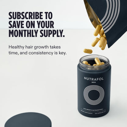 Nutrafol Men's Hair Growth Supplements, Clinically Tested for Visibly Thicker Hair and Scalp Coverage, Dermatologist Recommended - 3 Month Supply, Pack of 3