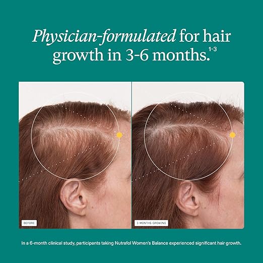 Nutrafol Nutrafol Women's Balance Hair Growth Supplements, for Women 45 Years and Older, Clinically Proven for Visibly Thicker Hair and Scalp Coverage, Dermatologist Recommended - 3 Month Supply, Pack of 3